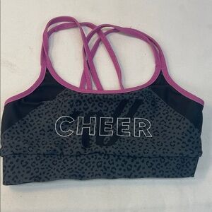 Varsity Black & Pink 'CHEER' Sports Bra size S